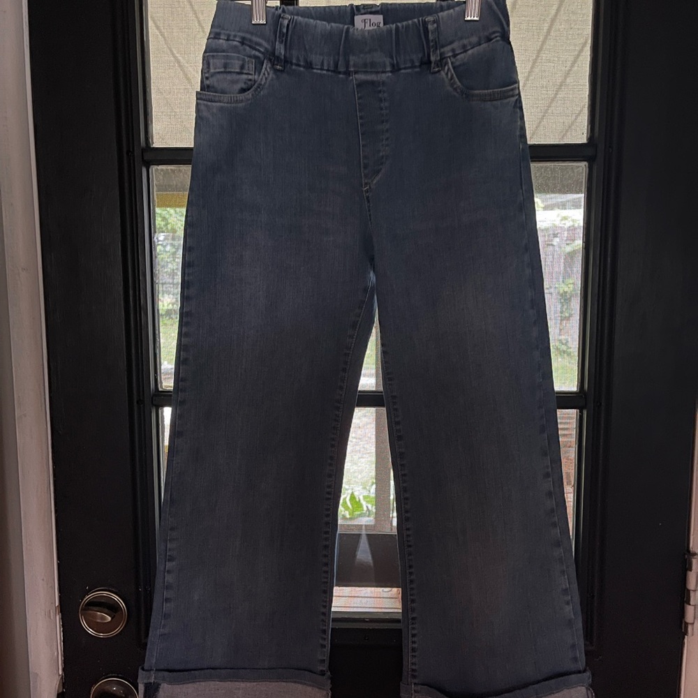 BEVY FLOG JASMINE CROPPED WIDE LEG PANTS 28 DENIM Jeans Cuffed